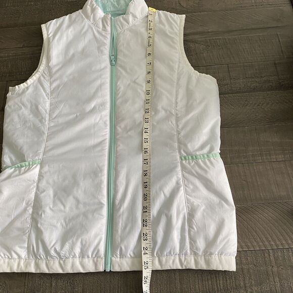FootJoy Insulated Golf Vest Womens M White Aquamarine Full Zip Reversible Jacket - Picture 6 of 16
